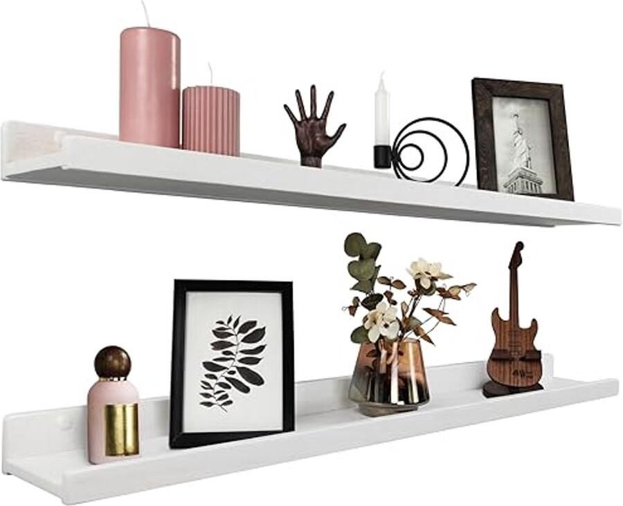 Set van 2 Handgemaakte Wandplanken Moderne Zwevende Planken voor Badkamer Woonkamer Keuken en Slaapkamer