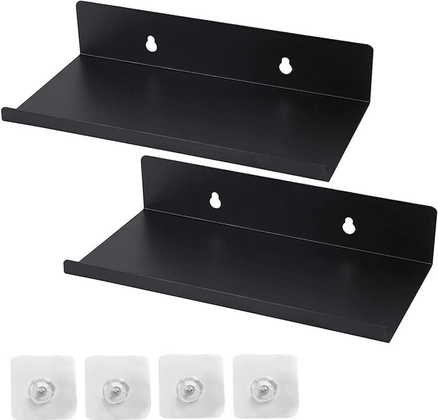 2 stuks zelfklevende wandplanken 20 x 10 cm zonder boren zwevend rek voor badkamer keuken en kantoor