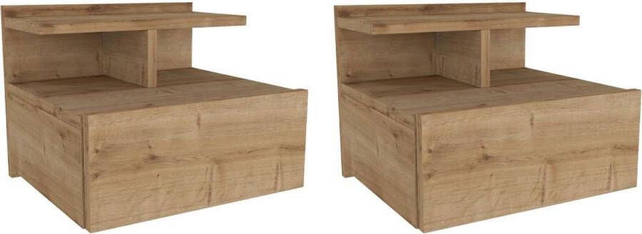 Vente-unique Set van 2 hangende nachtkastjes 1 lade naturel AZELNO L 39.4 cm x H 32 cm x D 35 cm