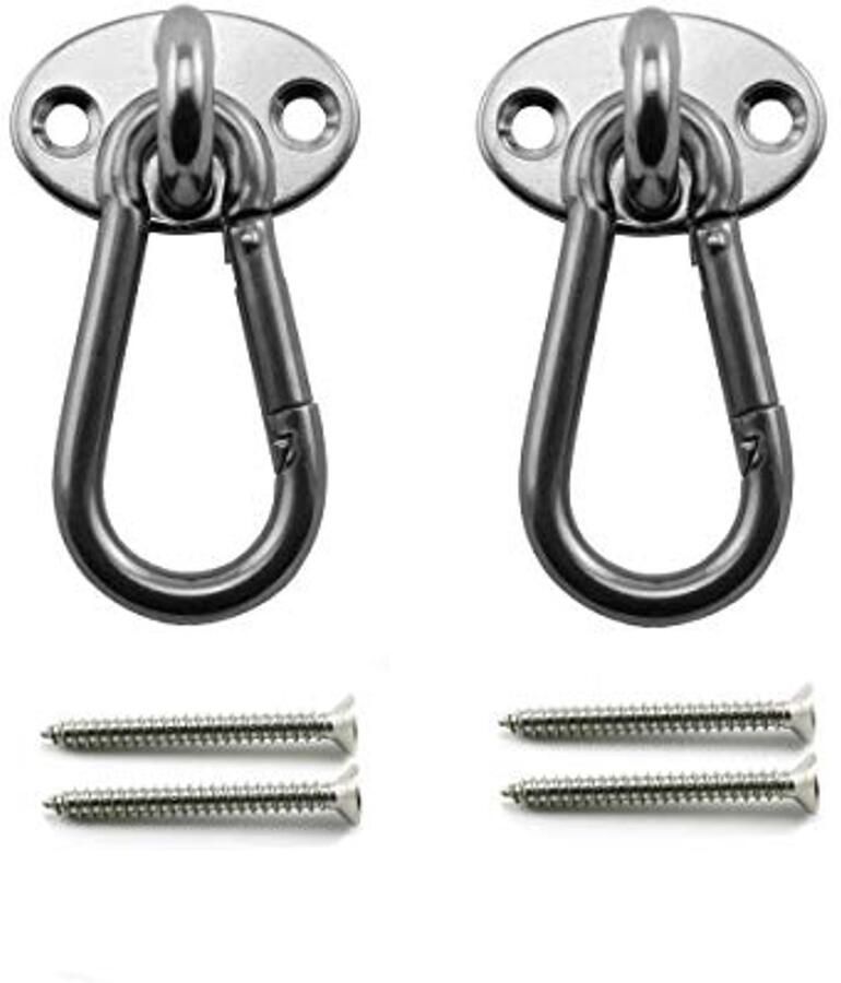 Set van 2 Heavy Duty U Haak Plafond Bevestiging met Carabiner voor Hangmat en Schommel