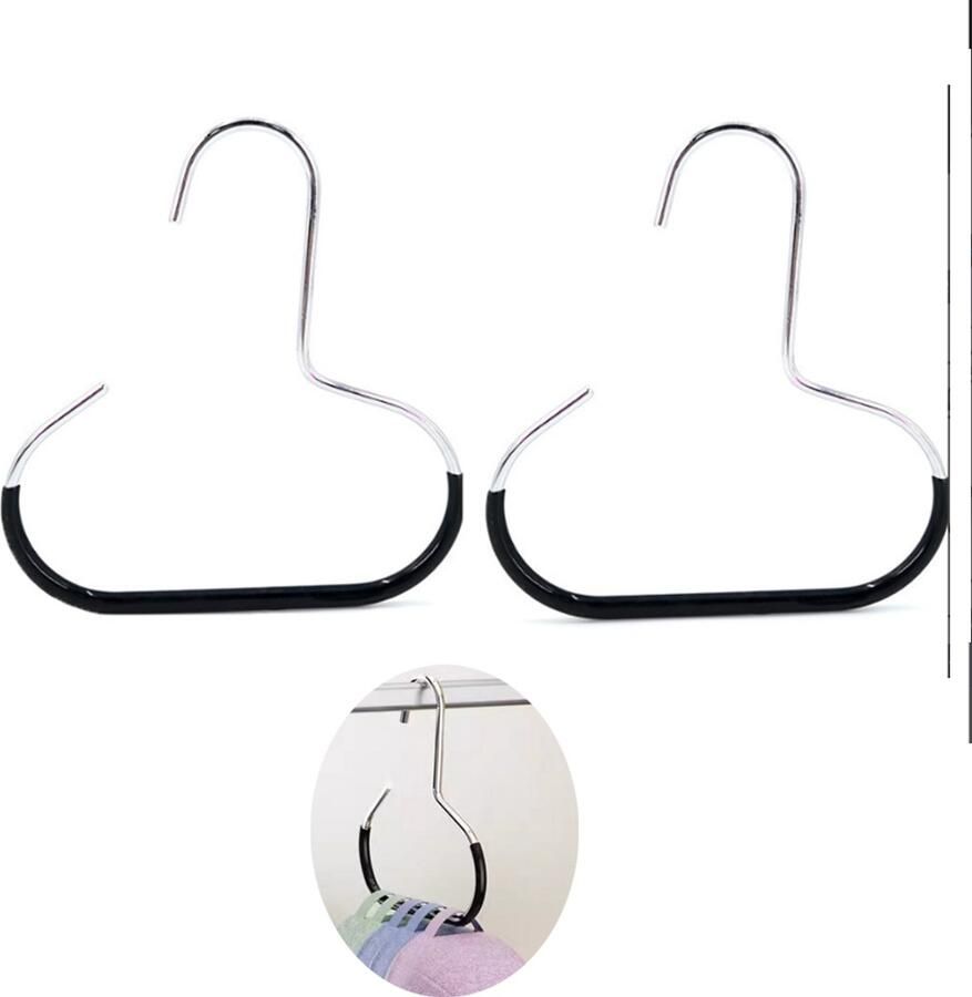 Set van 2 Hoeden- en Accessoirehangers – Voor 8 Petten Hoeden Sjaals of Stropdassen per Hanger – Naadloos & Antislip – Kast Organizer van Roestvrij Mangaanstaal – Ruimtebesparend Opbergrek voor Kledingkast of Deur – 14.5x15.5 cm – zwart 2 stuks