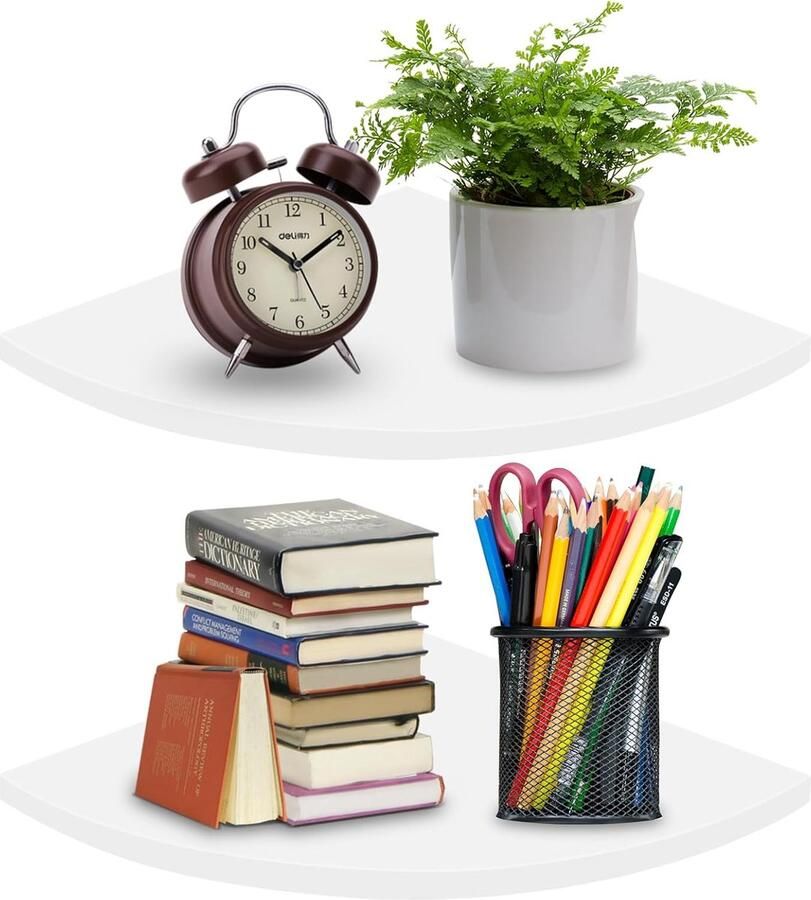 Set van 2 Hoekplanken Hangende 25 cm Brede Wandplanken Witte Zware Last Drijvende Planken Decoratieve Wandplank Waterdichte Bloemrekken voor Keuken Slaapkamer Woonkamer Studie