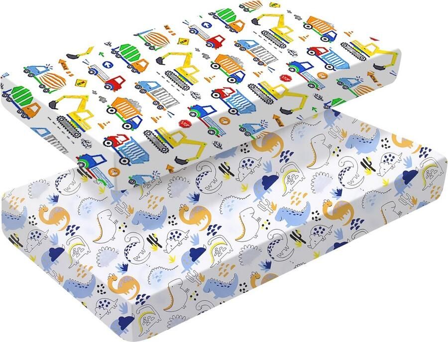 Set van 2 Hoeslakens 140x70 cm voor Kinderbedjes – Zacht Katoen en Ondersteuning voor Diepe Matrassen