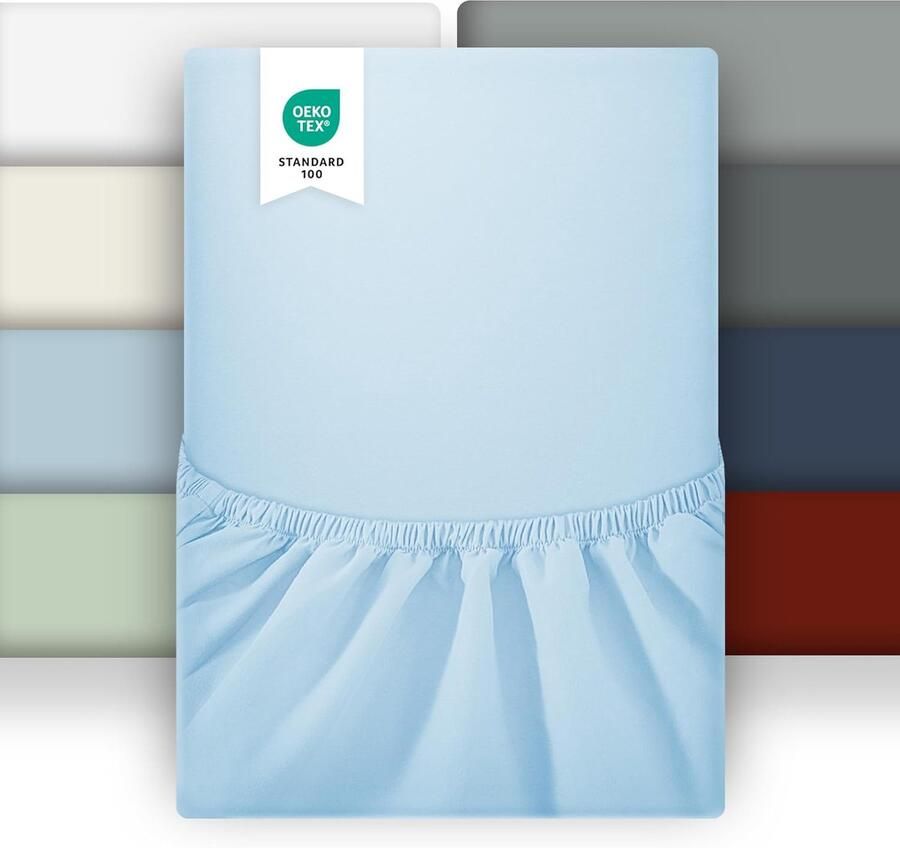 Furnibella Set van 2 Hoeslakens 180x200 cm – Microvezel Beddengoed Ademend en Zacht Geschikt voor Matrassen tot 30 cm Oeko-Tex Gecertificeerd – Blauw