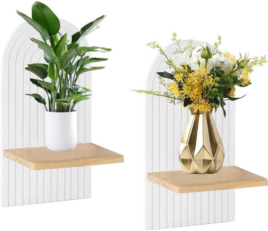 Set van 2 Houten Wandplanken met Bohemien Design voor Kinderkamer en Woonkamer