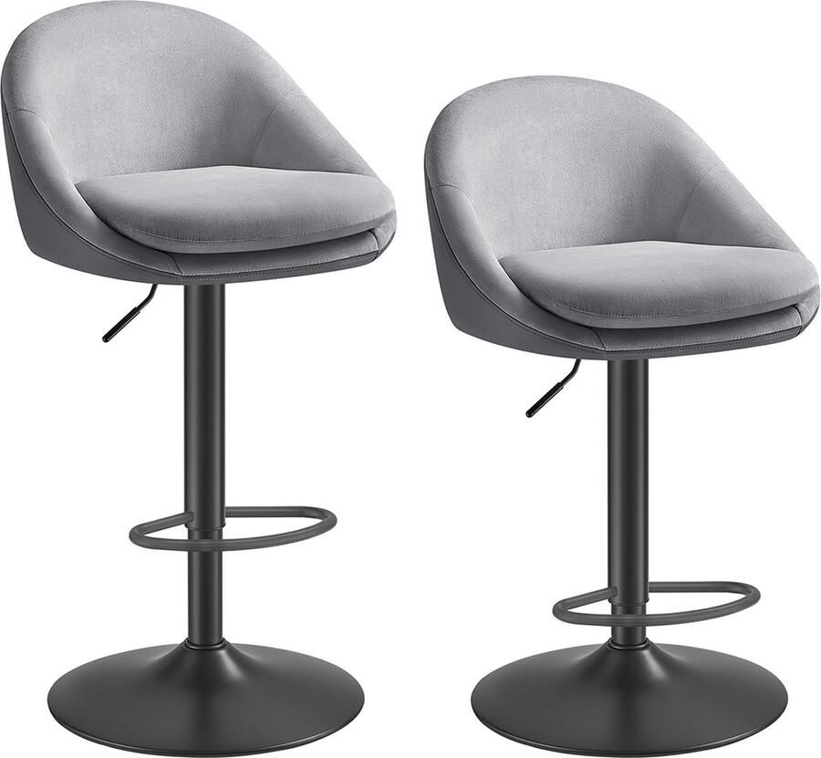 Barkruk set van 2 in hoogte verstelbaar duifgrijs –inktzwart