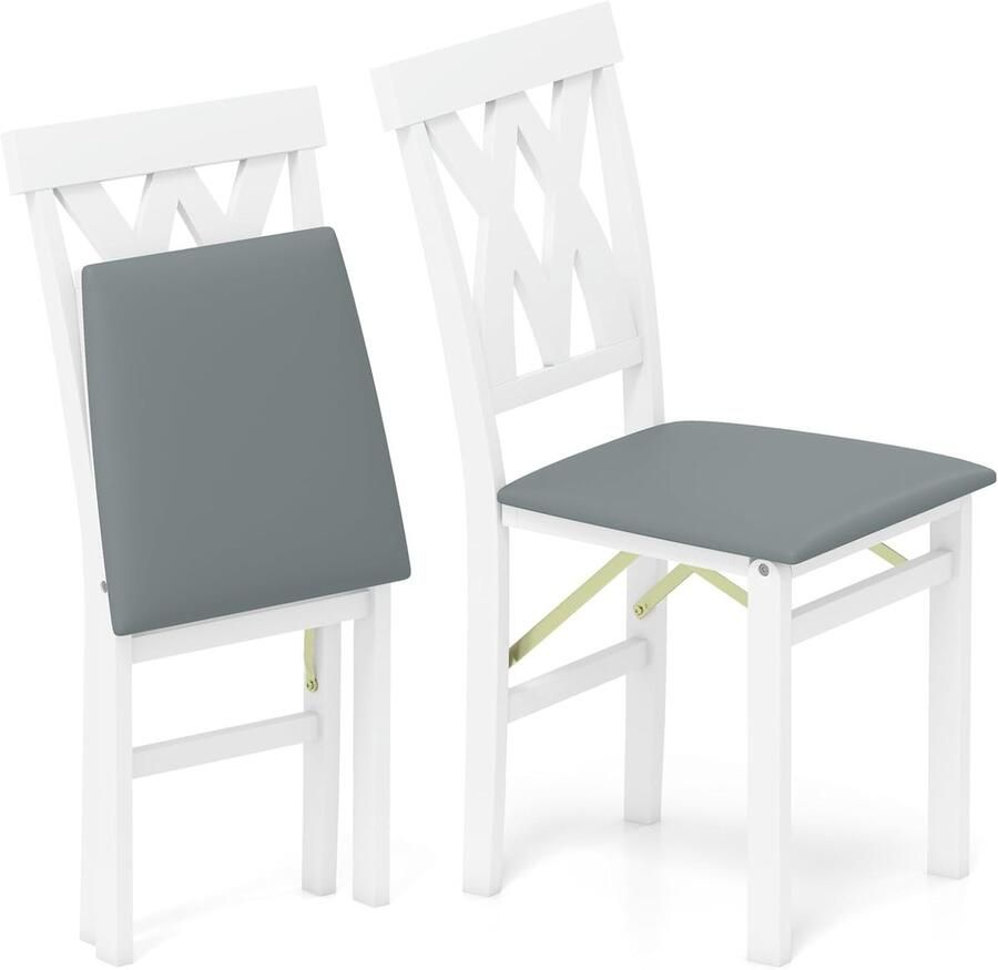 Set van 2 Inklapbare Eetkamerstoelen met Rubberen Houten Poten