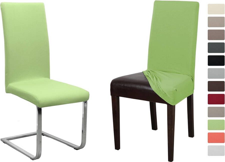 Set van 2 jersey stoelhoezen (kleur naar keuze) elastische effen stretch hoezen van katoen bi-elastisch (lichtgroen)