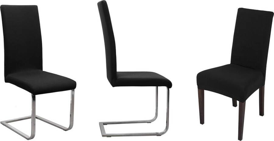 Set van 2 jersey stoelhoezen (kleur naar keuze) elastische uni stretch hoes van katoen bi-elastisch Zwart