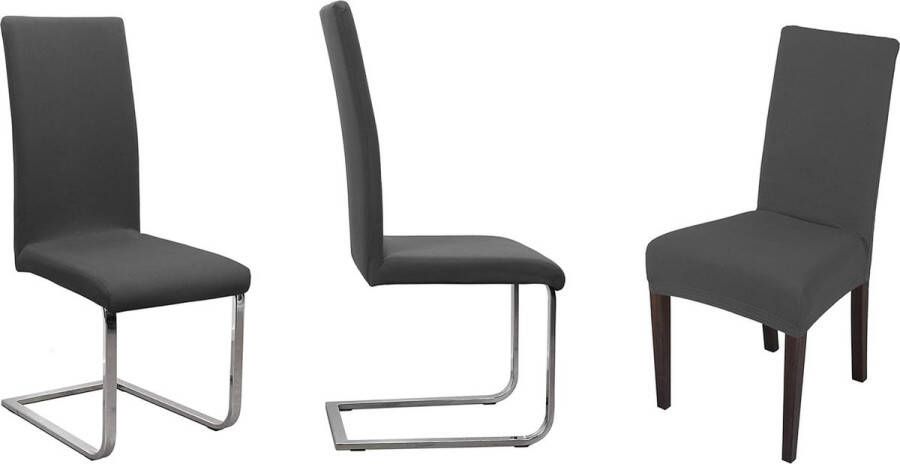 Set van 2 jersey stoelhoezen (kleur naar keuze) elastische uni stretch hoes van katoen bi-elastisch Donkergrijs