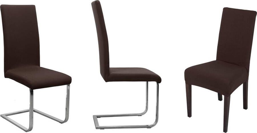 Set van 2 jersey stoelhoezen (kleur naar keuze) elastische uni stretch hoes van katoen bi-elastisch Donker bruin