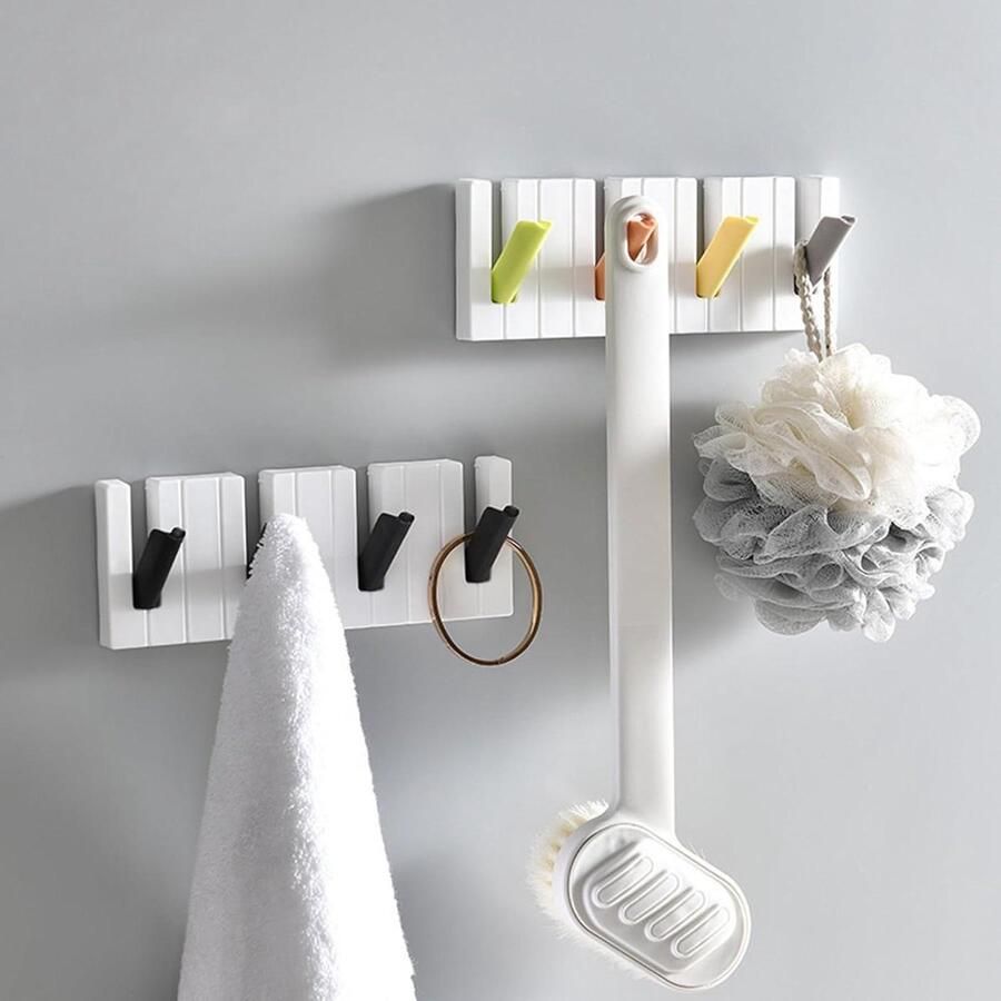 Set van 2 Kapstokhaken voor aan de muur gemonteerd- Set van 2 Pianosleutelhangers voor aan de muur gemonteerd- Kapstok aan de muur verborgen met 4 neerklapbare haken voor sleutels ophangen