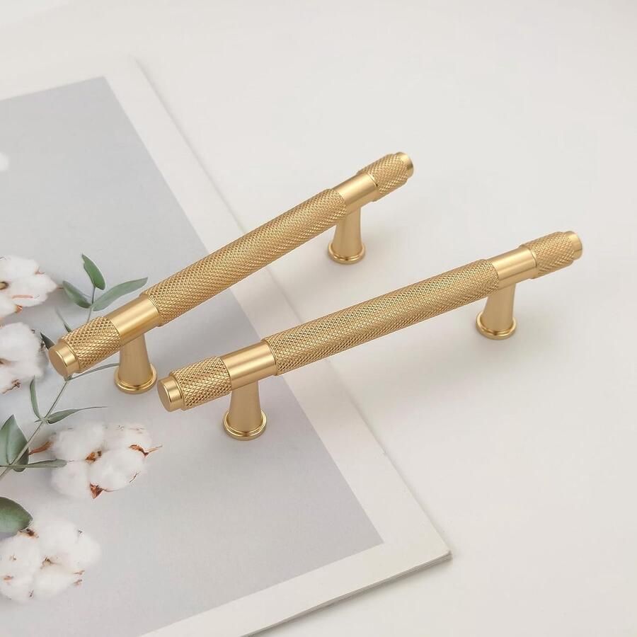 Set van 2 kasthandgrepen goudkleurig moderne meubelgrepen 96 mm gatafstand deurgrepen keukenladehandgrepen vintage handgrepen voor keukenkasten commode (goud)