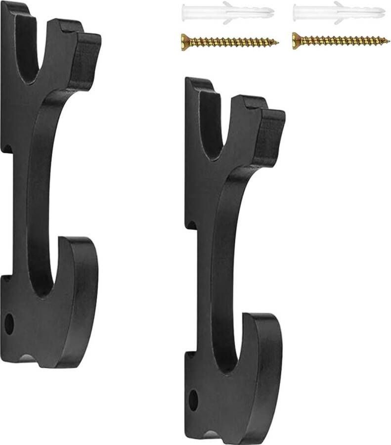 Set van 2 Katana-houders Dubbellaags zwaardhouder Muur Katana-standaard Houten Katana-wandhouder voor Lightsaber Samurai Demon Slayer Wapenstandaard Alle zwaarden (zwart)