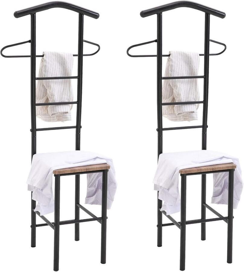 Set van 2 Kledingstandaards met Metalen Frame en Plank in Wildeiken Dressboy 121 cm