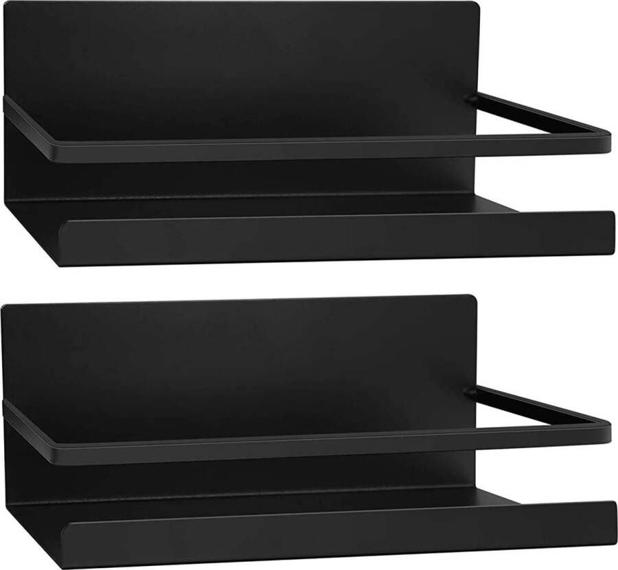 Set van 2 koelkastplanken ophangplank voor koelkast magnetisch kruidenrek met plank keukenplank keukenorganizer opslag (zwart)