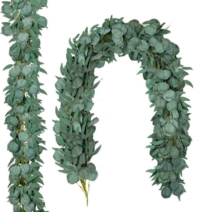 Set van 2 kunsteucalyptusbladeren kunsteucalyptusslinger 6 5 ft faux eucalyptusbladeren wijnstoken planten decoratieve slinger voor bruiloft tafel achtergrond boog wanddecoratie