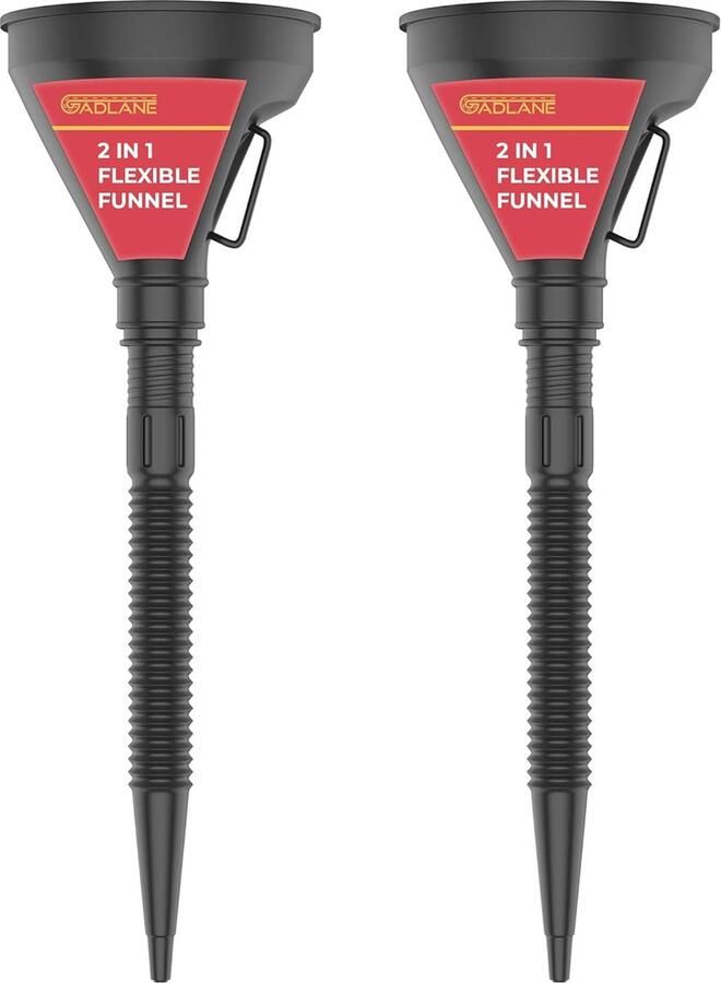 Set van 2 Kunststof Trechters met Flexibele Tuit Ideaal voor Brandstof Water en Olie