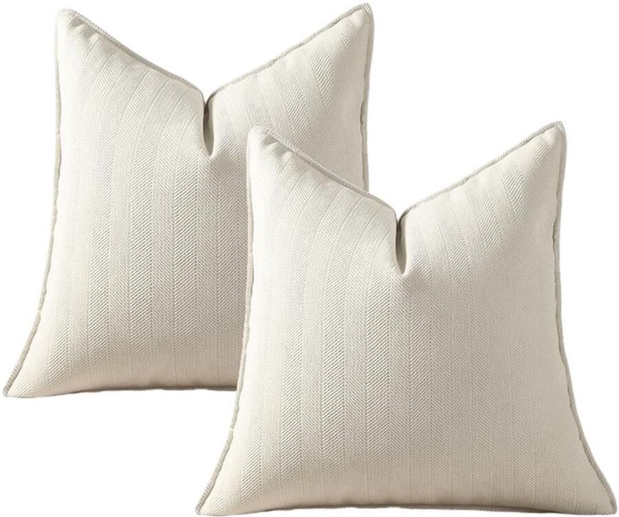 Set van 2 kussenhoezen 40 x 40 cm Beige chenille kussenhoezen Bankkussens Sierkussens Elegant design Voor banken Slaapbanken Woonkamer I