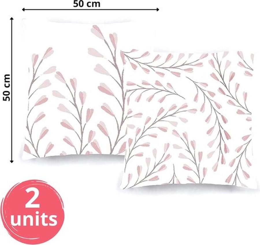 Kussenhoezen 20x20 inch (50x50cm) decoratieve kussenslopen (2 stuks) voor slaapbank stoel woonkamer tuin buiten gemaakt van zacht katoen met een Japans bloemmotief (roze bloemen)