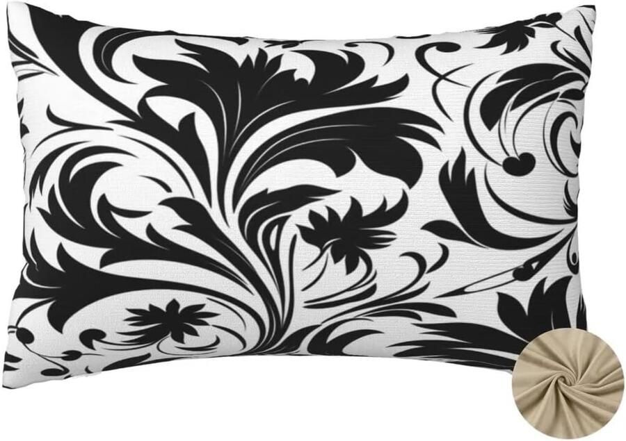 Furnibella -Set van 2 Kussenhoezen 50x70 cm – Zwart-Wit Retro Design – Rechthoekige Sierkussens voor Bank Woonkamer & Outdoor Decoratie