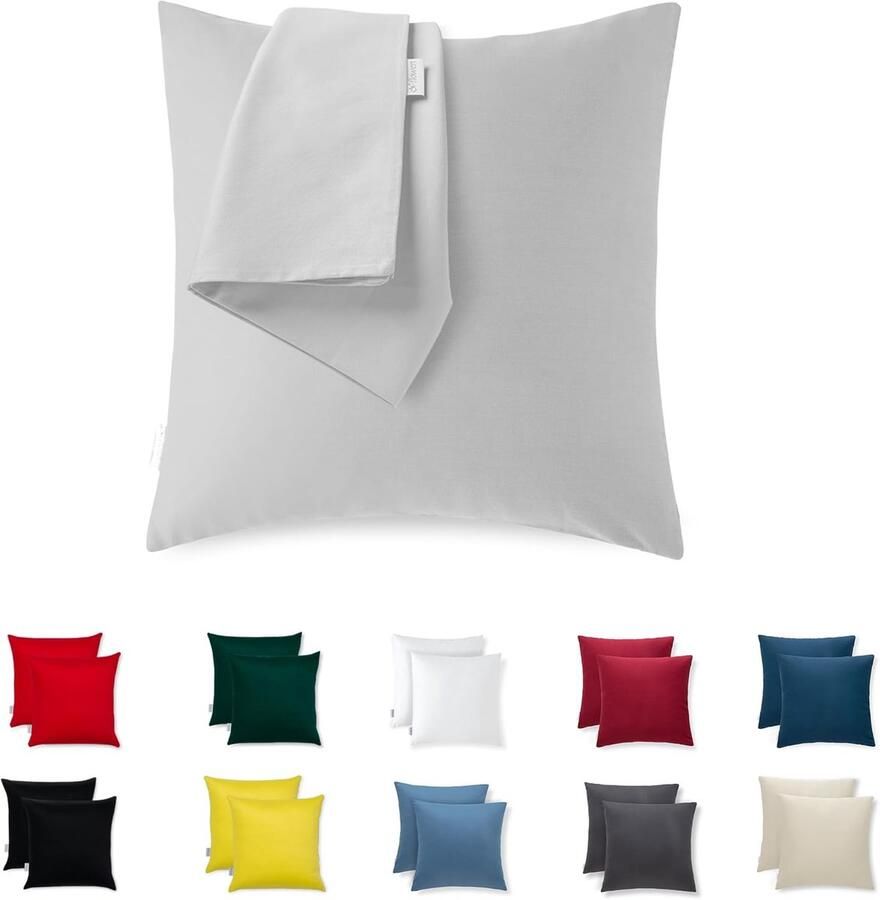 Set van 2 kussenhoezen 65 x 65 cm microvezel premium decoratie voor bed bank superzachte resistente hypoallergene stof anti-huisstofmijt ademend met verborgen rits volledig wasbaar