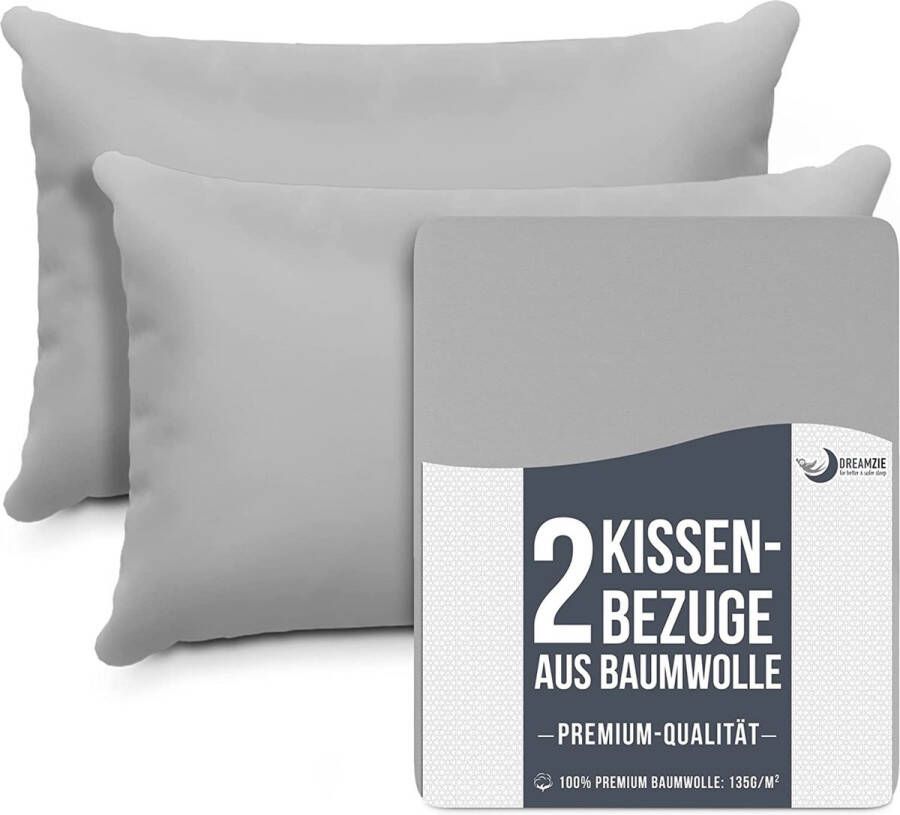 Set van 2 kussenslopen 100% jersey katoen 150 g m² set van 2 kussenslopen beddengoed kussensloop voor tweepersoonsbed bestendig en hypoallergeen