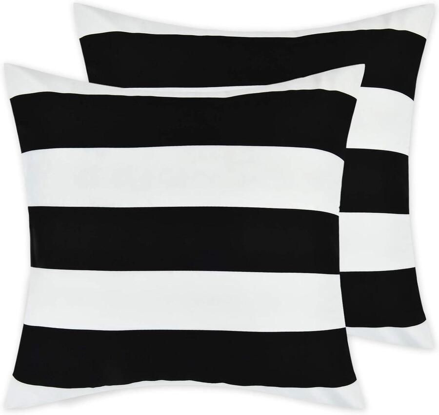 Set van 2 kussenslopen 50 x 50 cm zachte decoratieve kussenslopen kussenovertrek met ritssluiting bank slaapkamer zwart-wit