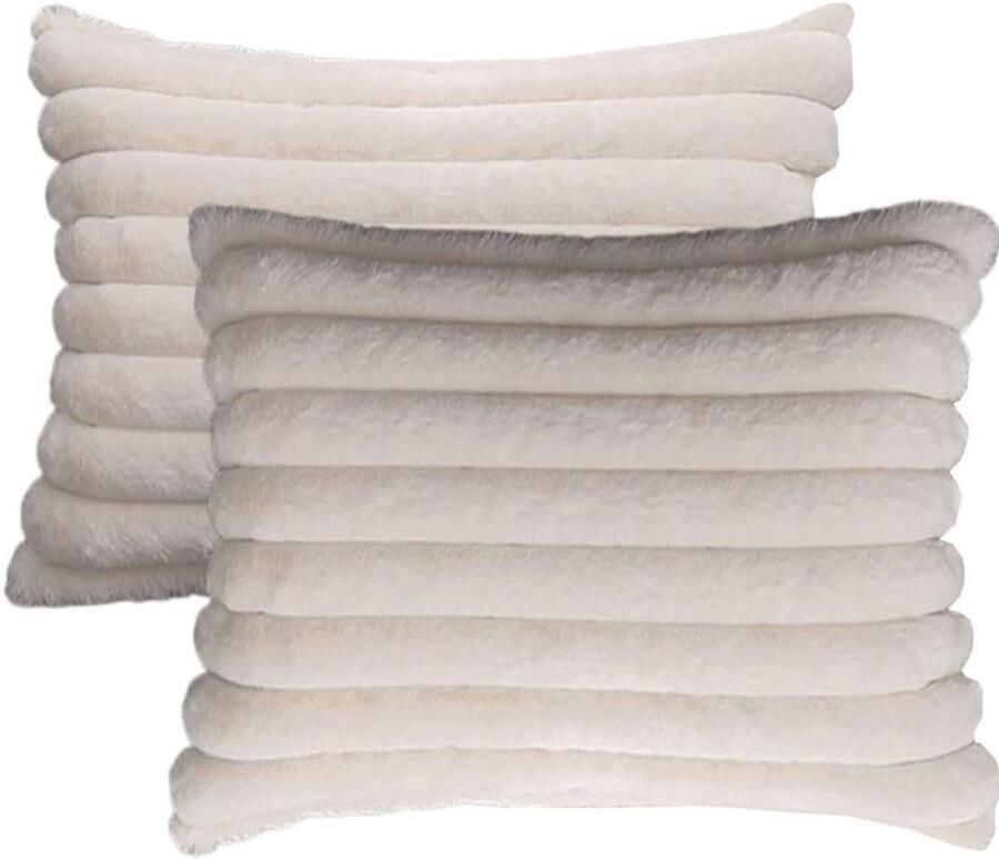 Furnibella -Set van 2 Kussenslopen 50x70 cm – Rechthoekige -wit-Fluwelen Kussenhoezen – Pluche Sierkussens voor Bank of Bed – Zachte Decoratieve Kussenovertrekken