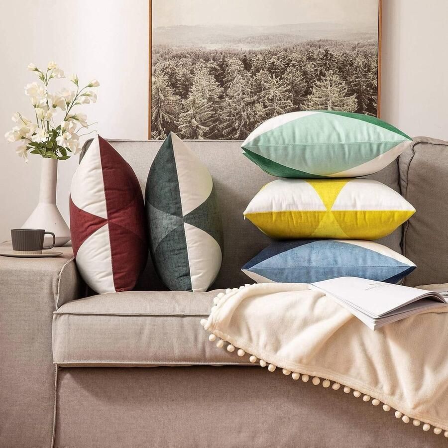 Set van 2 kussenslopen diamant geometrisch decoratief zachte kussenhoezen in suède look slaapbank thuis bankkussen slaapkamer