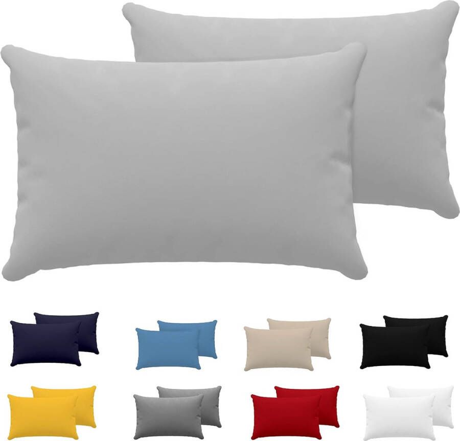 Set van 2 kussenslopen Dreamzie katoen 100% jerseykatoen kussenhoes set van 2 stuks beddengoed voor tweepersoonsbed en kussensloop resistent en hypoallergeen (40 x 60 cm grijs)
