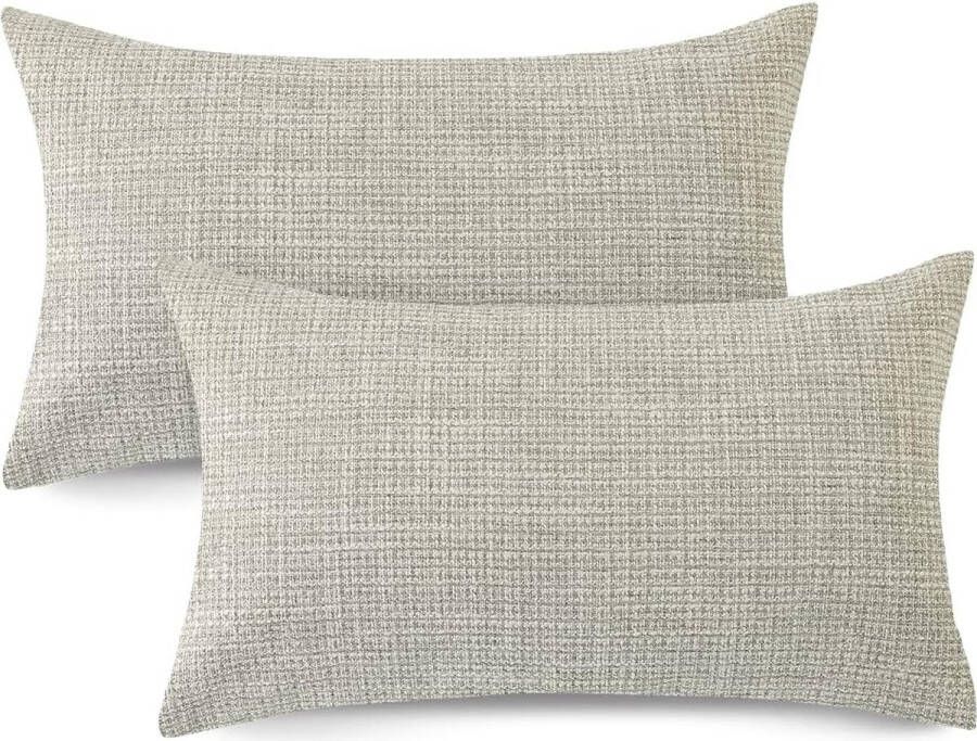 Set van 2 kussenslopen effen linnen kussenslopen moderne decoratieve kussenhoezen set voor bank slaapkamer thuis decoratie kaki 30 x 50 cm