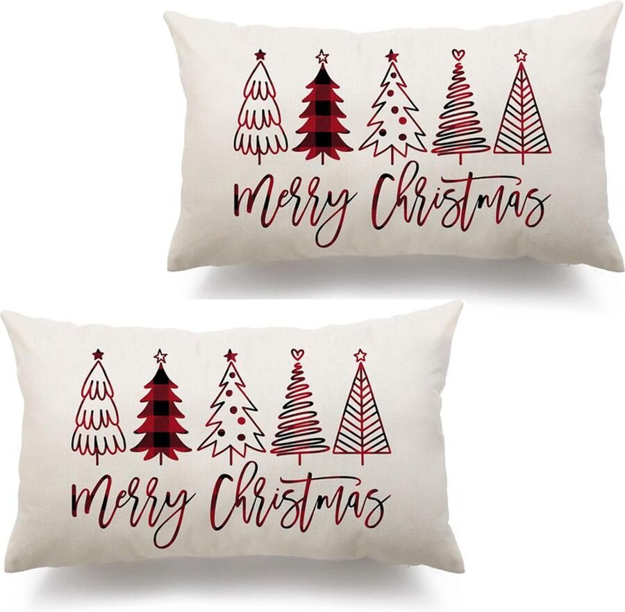 Set van 2 Kussenslopen Kerstdecoratieve bankhoes voor thuis Decoratieve kussenslopen Linnen Kussenhoezen voor decoratie Kerstmis Voor bank slaapkamer bank 30 x 50 cm