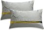 Set van 2 kussenslopen voor bank auto slaapkamer luxe moderne minimalistische gouden leren naden golfstrepen sierkussen kussenhoes 40 x 40 cm (zilver) - Thumbnail 1