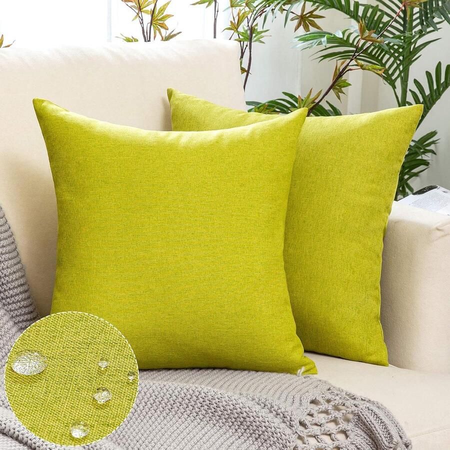 Set van 2 kussenslopen voor buiten waterdichte kussensloop decoratieve hoes bankkussen modern bankkussen voor buitenbank balkon patio tuin 50 x 50 cm groen