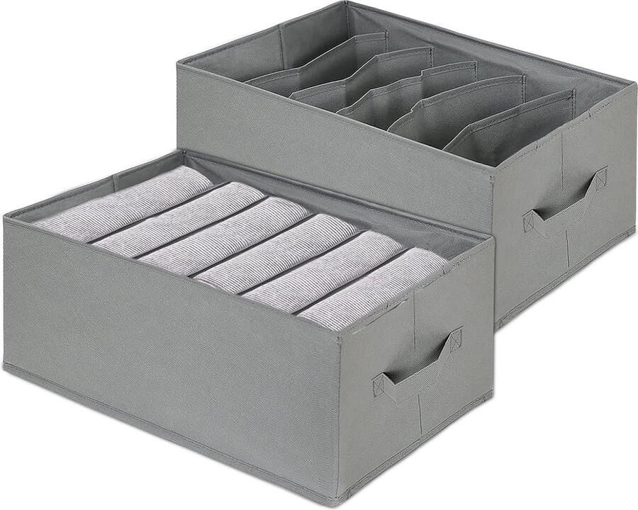 Set van 2 lade-organizers kast-organizers met 6 vakken opvouwbare kledingorganizers voor garderobe 44 x 30 x 20 cm