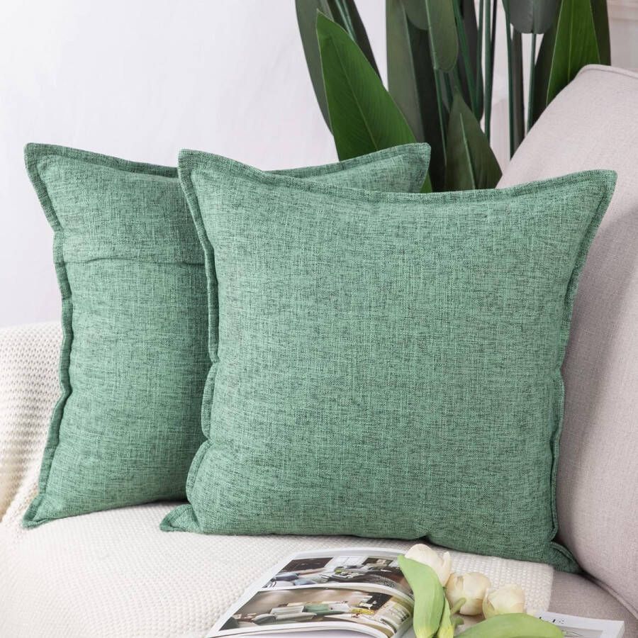 Goodivery Fraaie Set van 2 Zachte Kussenhoezen voor Bank en Slaapkamer Groen 50 x 50 cm