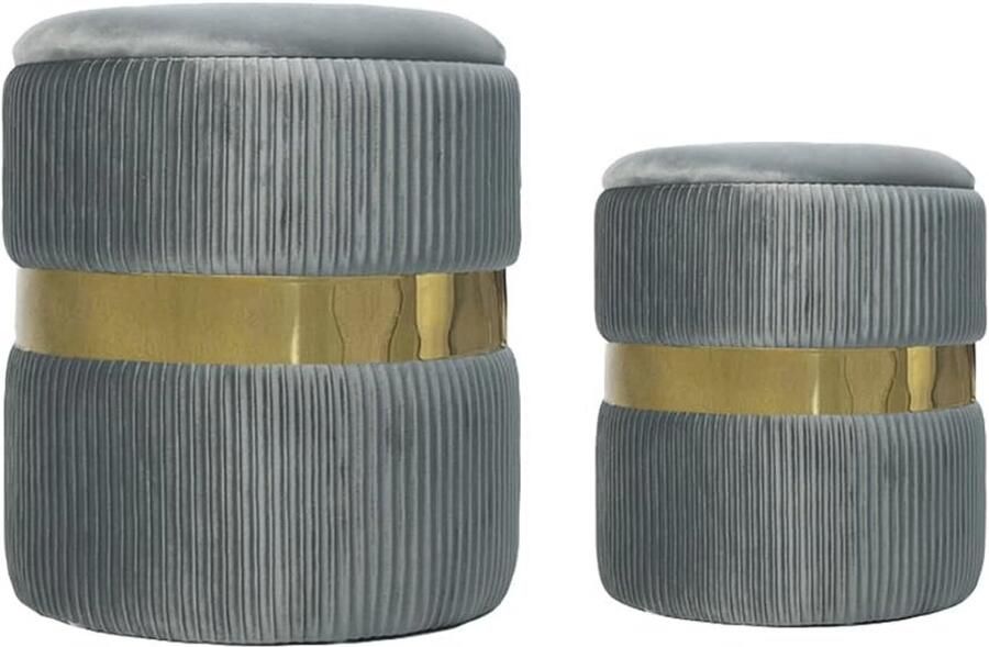 Set van 2 Luxe Fluwelen Krukken met Opbergruimte voor Woonkamer en Slaapkamer