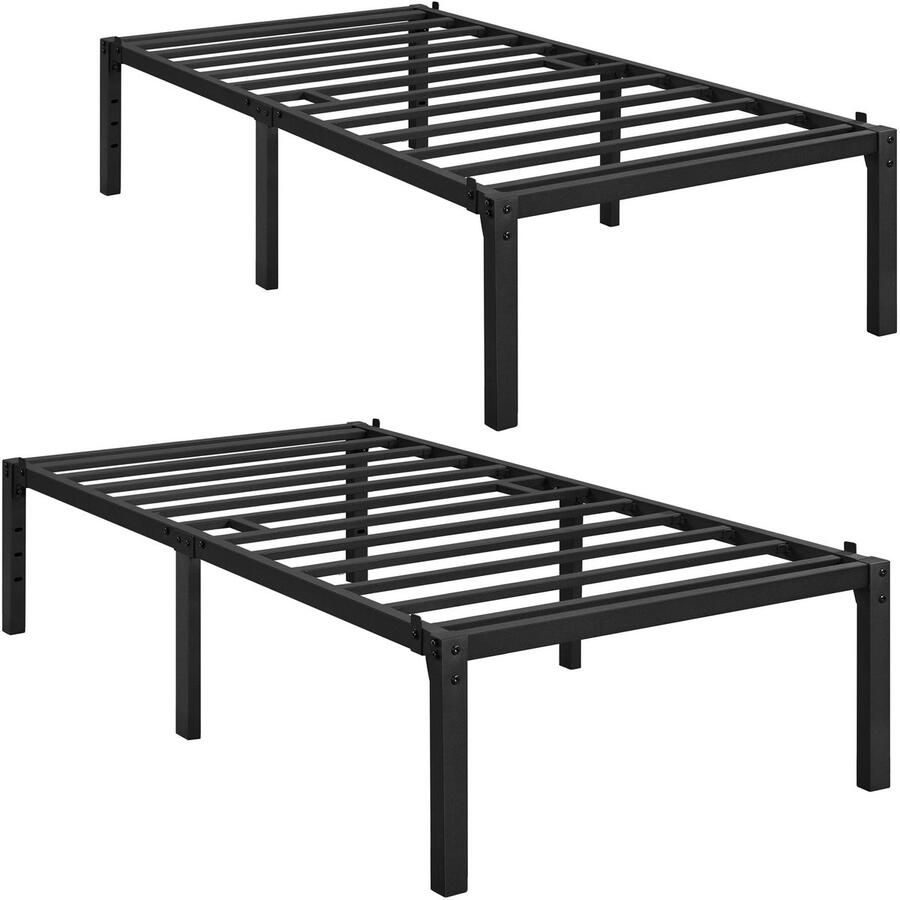 Set van 2 metalen bedframe 41 5 cm bedframe van metaal modern jeugdbed met lattenbodem zwart 90 x 190 cm