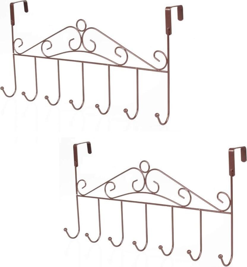 Set van 2 metalen deurkapstokken met 7 haken ruimtebesparende oplossing voor uw kleding