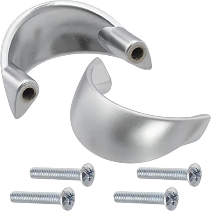 Set van 2 meubelgrepen voor kastdeuren 32mm moderne metalen handgrepen voor interieur in keuken en woonkamer matte zilveren afwerking