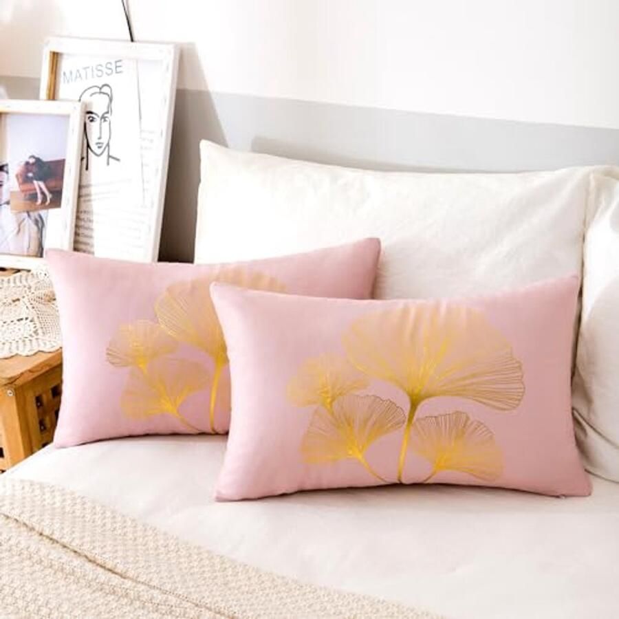 Set van 2 Moderne Kussenslopen voor Bank en Slaapkamer Fluweel Roze 30 x 50 cm