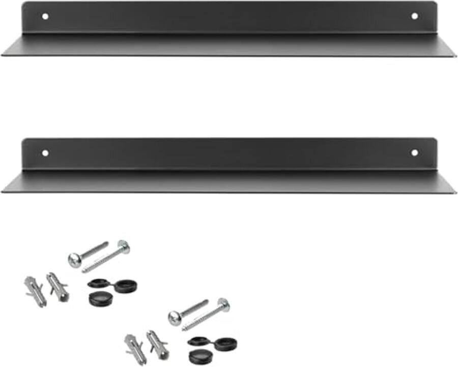 Set van 2 moderne wandplanken 350 x 130 x 30 mm Minimalistisch design in zwart