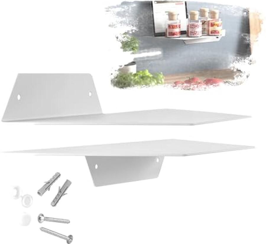 Set van 2 moderne wandplanken HOVER-II Zwevend ontwerp voor stijlvolle opbergruimte