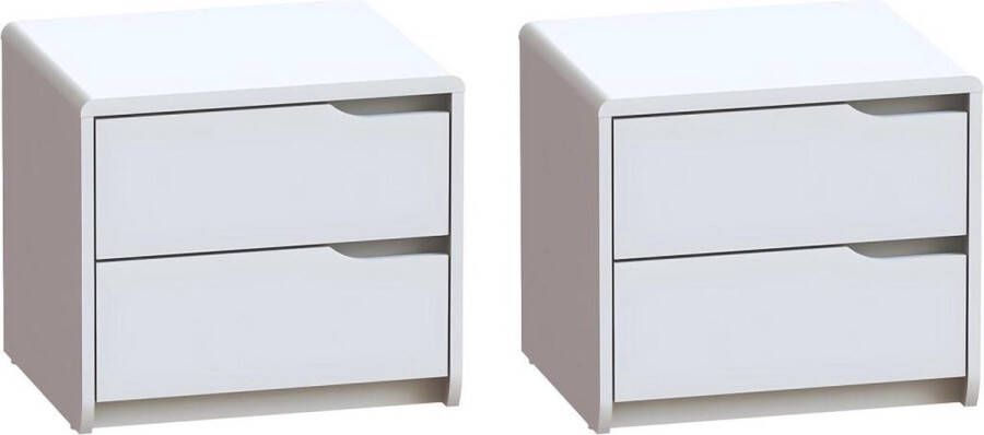 Set van 2 nachtkastjes – 2 lades – Mdf– Wit – LUCILE II L 47 cm x H 41.5 cm x D 39.6 cm