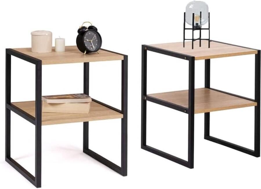 Set van 2 nachtkastjes Detroit bijzettafel industrieel design