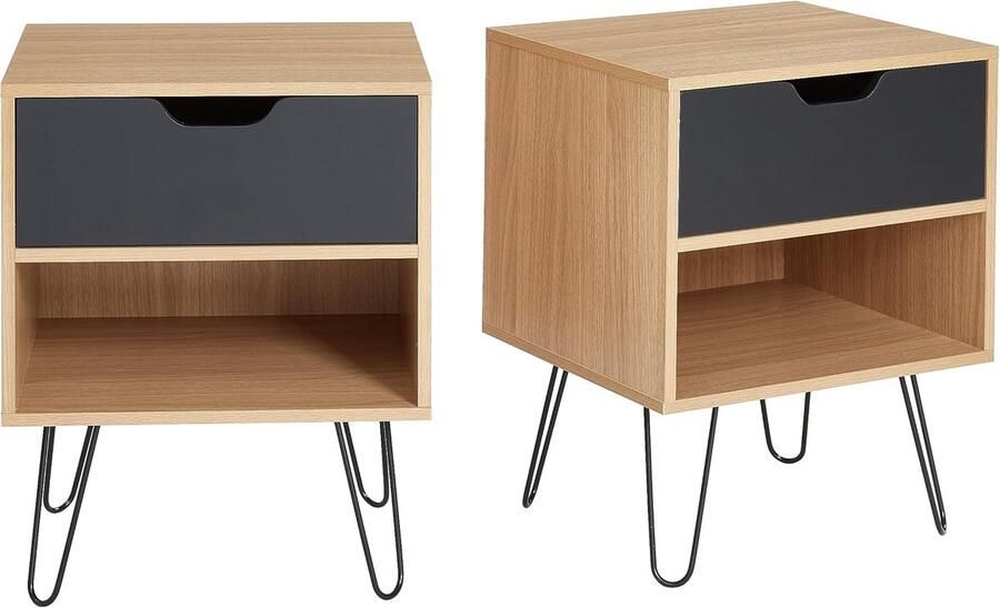 Set van 2 nachtkastjes Duo Modern design Voor stijlvolle slaapkamers Hout