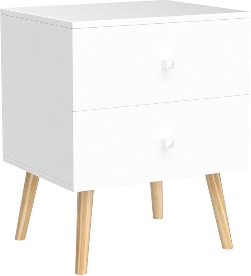 Set van 2 nachtkastjes Emmie 2 Scandinavische laden wit