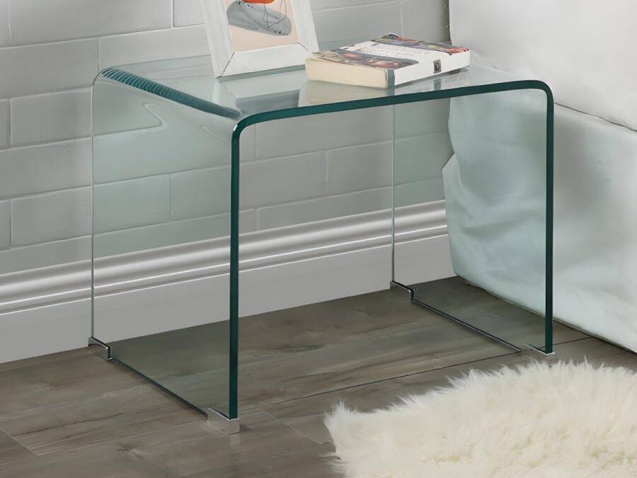 Vente-unique Set van 2 nachtkastjes – Gebogen gehard glas – SUZANA L 50 cm x H 40 cm x D 40 cm - Foto 3