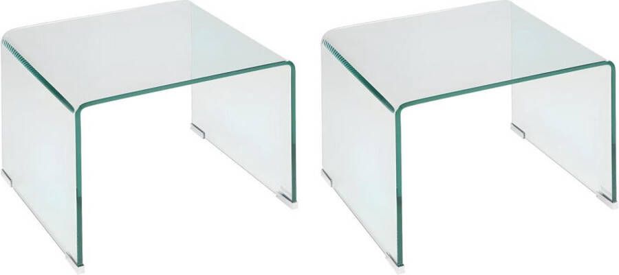 Vente-unique Set van 2 nachtkastjes – Gebogen gehard glas – SUZANA L 50 cm x H 40 cm x D 40 cm - Foto 2